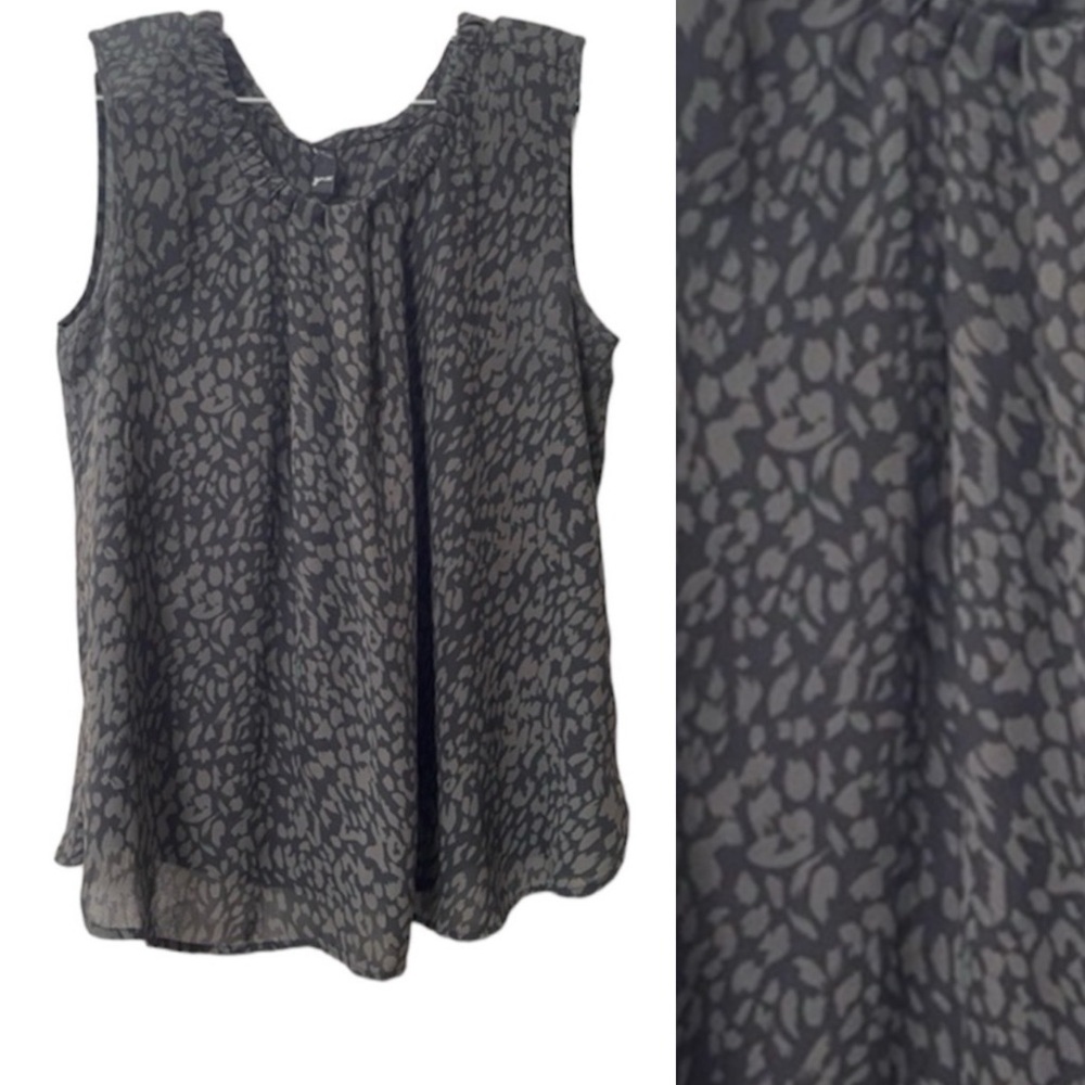 GRW Sleeveless Top Animal Print Black & Gray Size Large